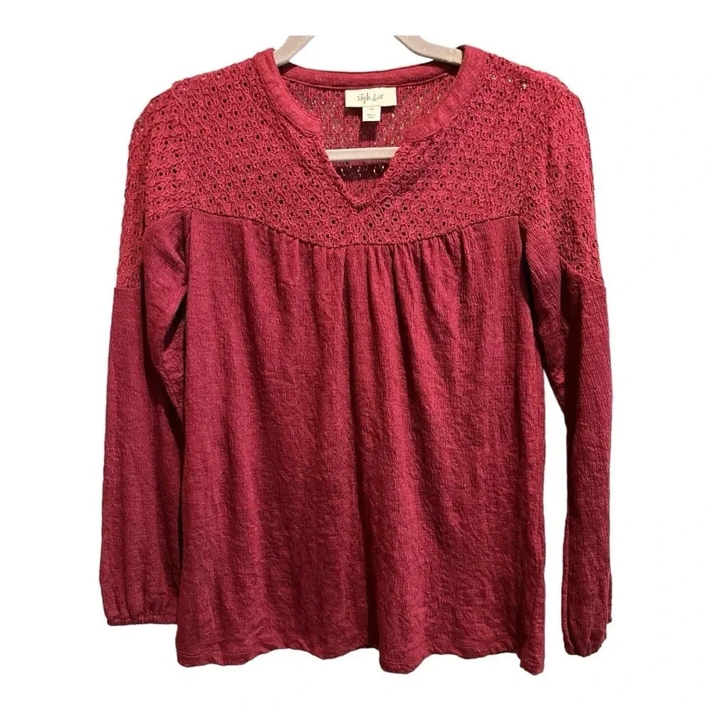 Style&Co‎ Red Crochet/Lace Top